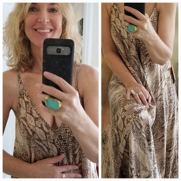 Silk Charmeuse Snakeprint Maxi Party Dress, Ramy Brook NWT - Picture 8 of 12